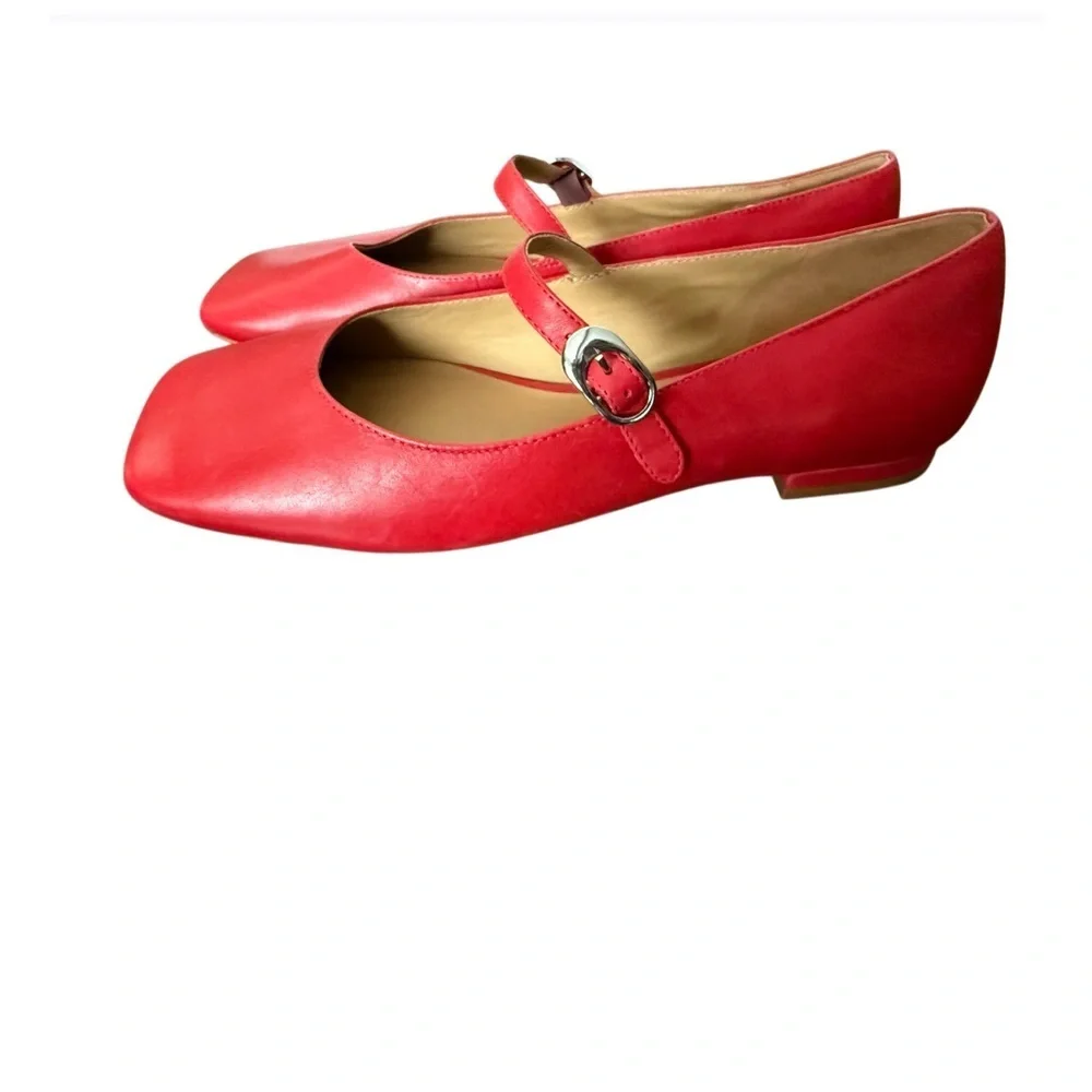 Reformation Red Mary Jane Flats-NWOT Size 8.5
